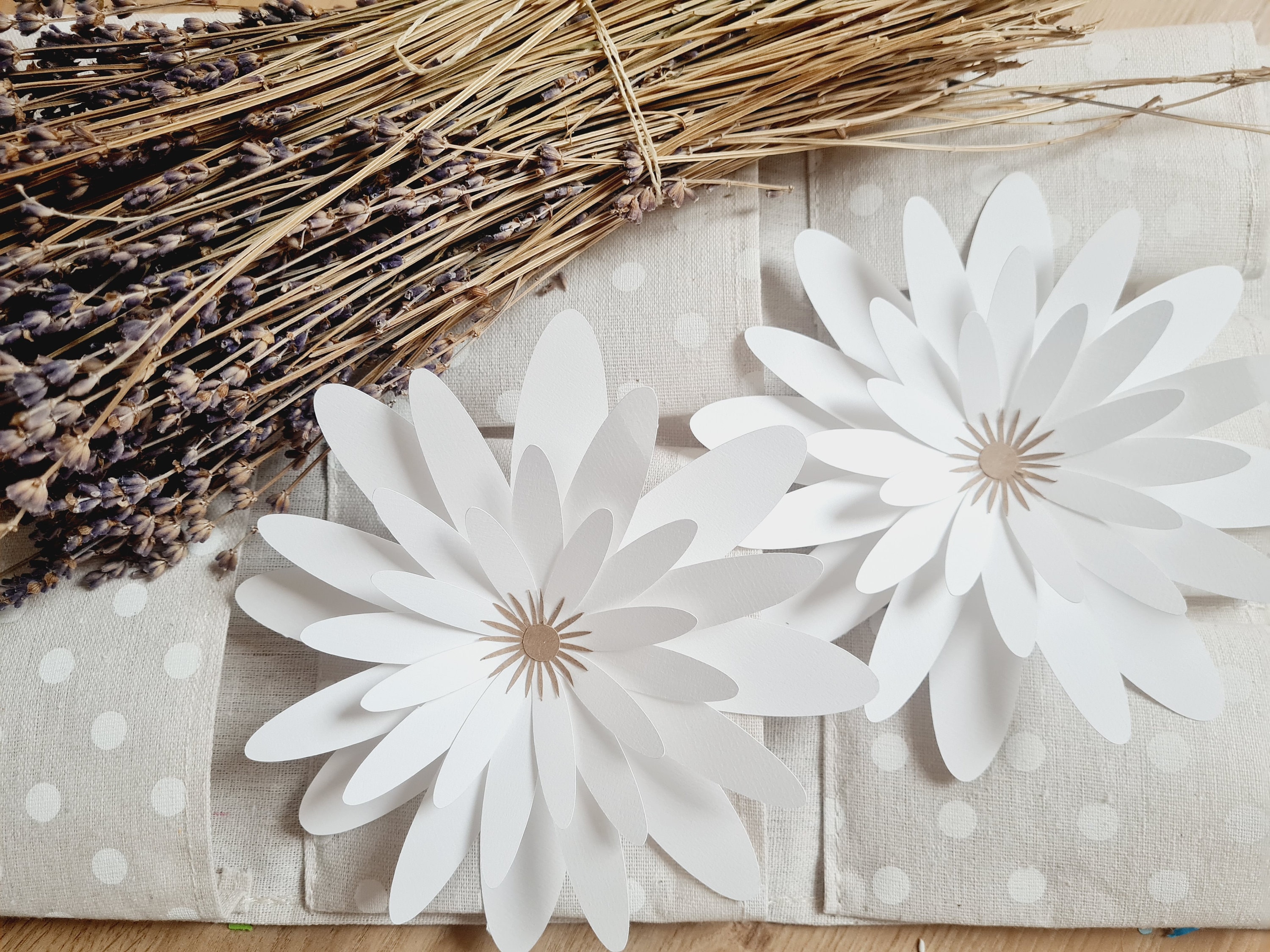 3 Große Papierblumen Für Wanddekoration – Je Ca. 50 Cm, Pastellfarben Für Kinderzimmer, Geburtstag Oder Hochzeit (weiß)