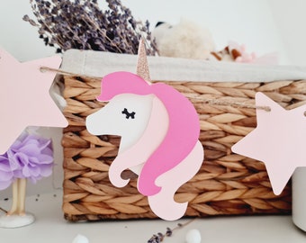 Einhorn Girlande, Geburtstagsgirlande, Partygirlande, Einhorn Dekoration