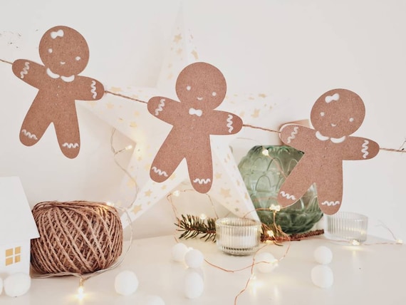 Girlande Weihnachten, aus Papier, Weihnachtsdekoration, Lebkuchenmänner, Weihnachtsdeko