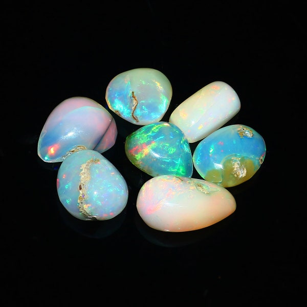 AAA+++Top Grade Quality Transparent Rare Opal Eye Clen, Natural Ethiopian Opal Cabochon Loose Gemstone, Multi Fleshy Fire, Welo Opal Mix Lot