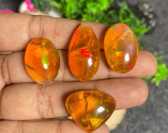 Natürlicher Äthiopischer Opal Cabochon: Welo Feueropal Edelstein (Ovale Form)