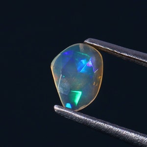 Ethiopian Welo Opal Slice: Faceted Fire Opal Crystal, October Birthstone