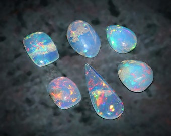 AAA+++Top Quality Transparent Opal Eye Clen, Natural Ethiopian Opal Cabochon Loose Gemstone, Multi Fleshy Fire, Welo Fire Opal Mix Lot.