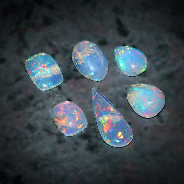 AAA+++Top Quality Transparent Opal Eye Clen, Natural Ethiopian Opal Cabochon Loose Gemstone, Multi Fleshy Fire, Welo Fire Opal Mix Lot.