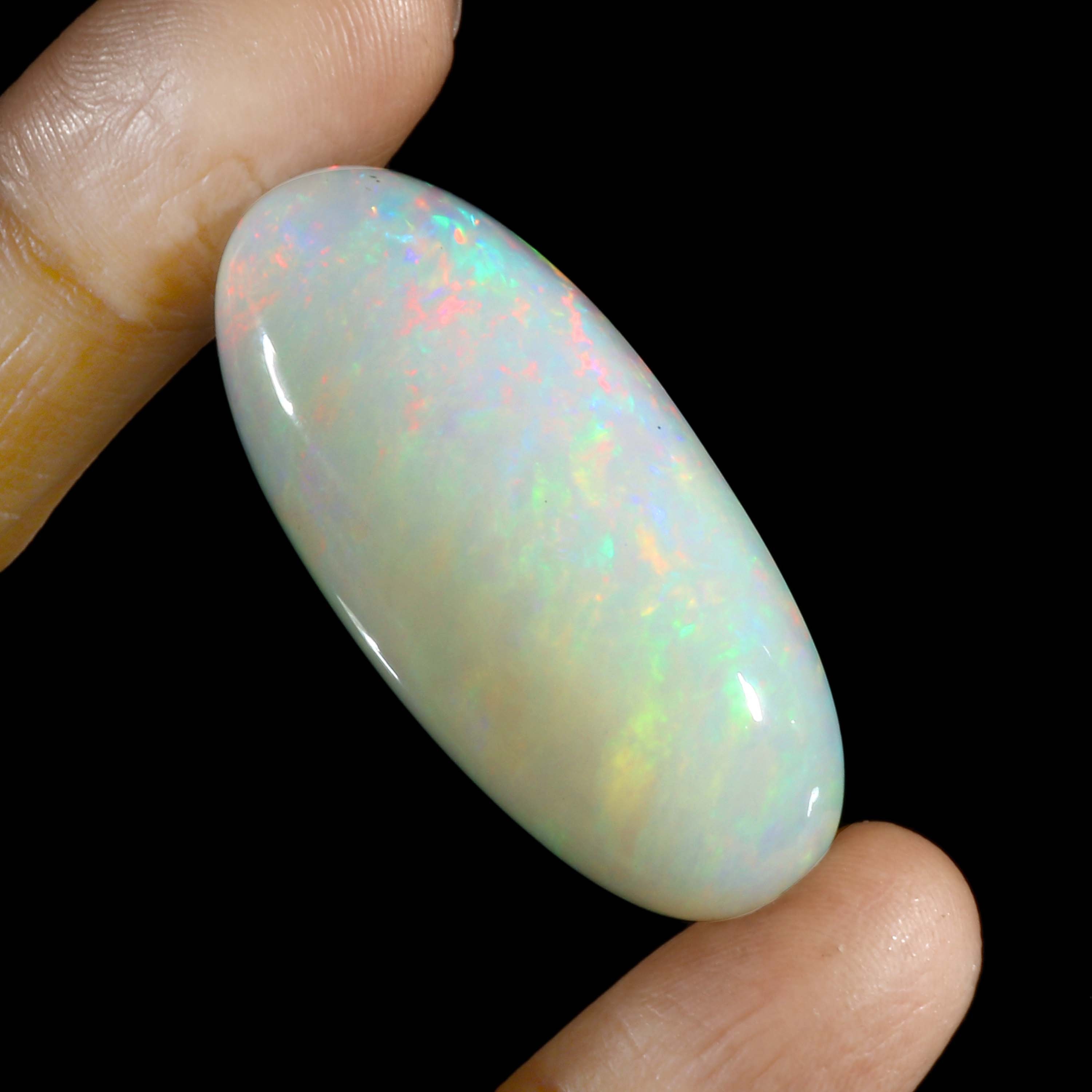 Natural Ethiopian Opal Cabochon: Rare Long Loose Gemstone (90 Carat, 47x20x17 mm)
