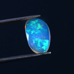 1.45 Carat Natural Ethiopian Welo Opal Slice: Faceted Fire Opal Gemstone (15.3×9.3×2MM)