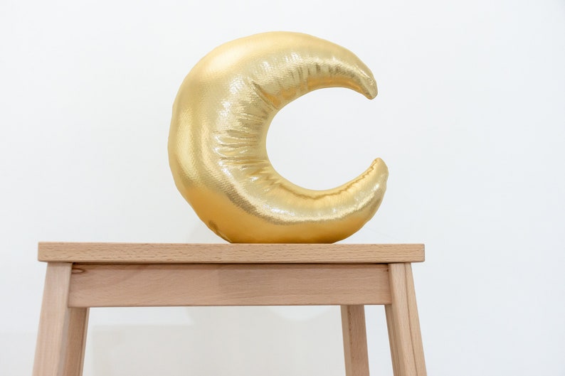 Gold Moon Pillow Half Moon Shaped Pillow Metallic Moon Etsy