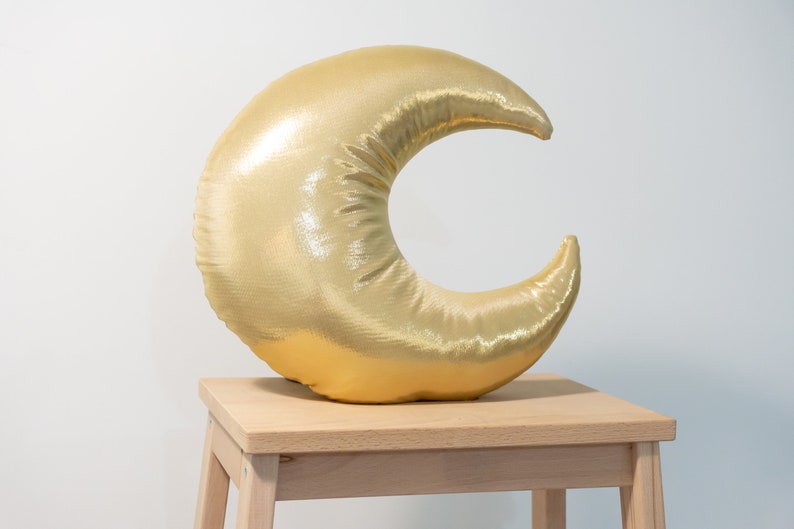 Gold Moon Pillow Half Moon Shaped Pillow Metallic Moon Etsy