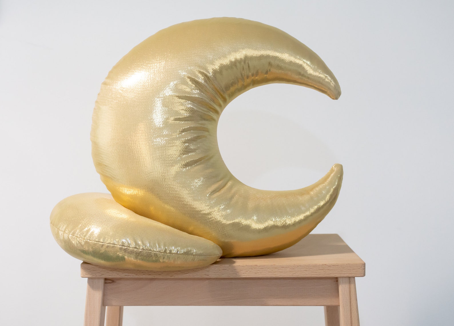 Gold Moon Pillow Half Moon Shaped Pillow Metallic Moon Etsy