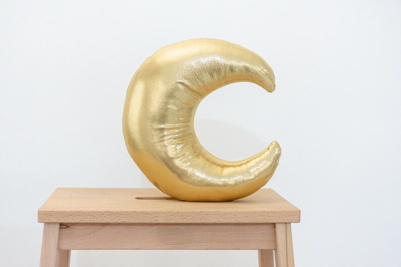 Gold Moon Pillow Half Moon Shaped Pillow Metallic Moon Etsy