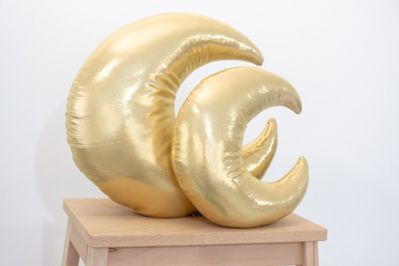 Gold Moon Pillow Half Moon Shaped Pillow Metallic Moon Etsy