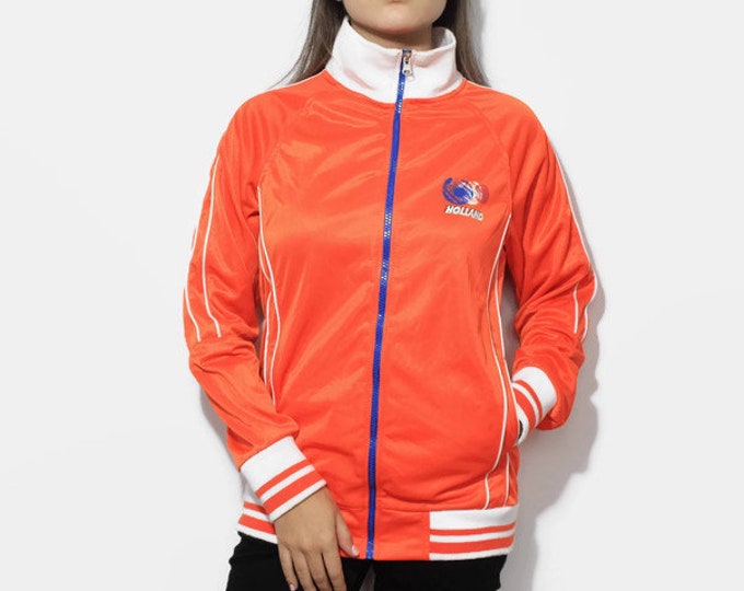 Vintage Holland Orange Track Jacket Unisex Size Mens S Rare Etsy