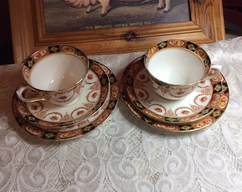 Par de tríos de té art déco de Royal Albert