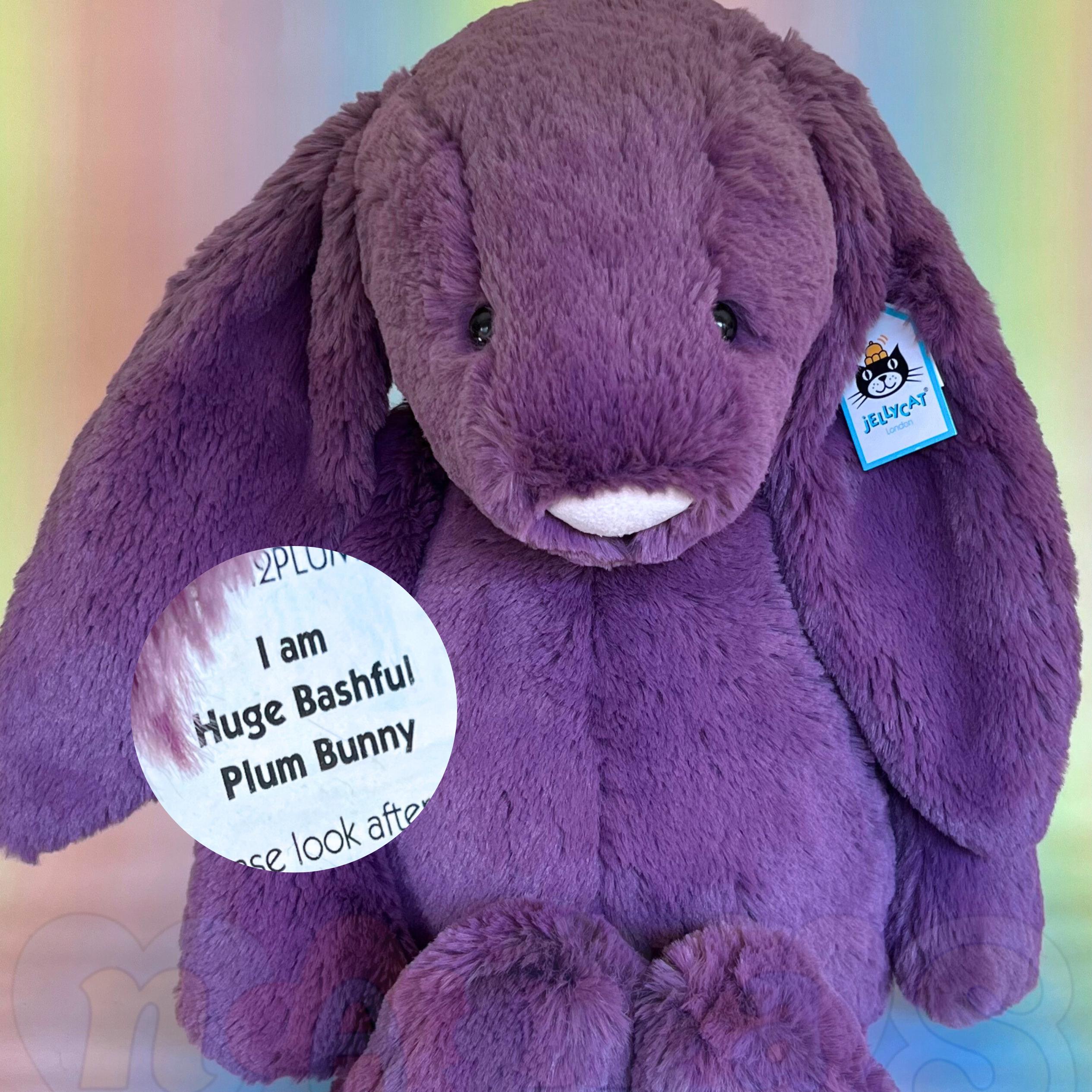 Retired Huge Bashful Plum Bunny Jellycat: Purple Rabbit Plush BNWT