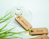 Personalized Wine Glass Charm Custom Name Gift Tags Wedding Sign Place Cards Wooden Small Laser Cut Table Names with Hole Place Name Setting