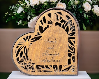 Boîte en bois personnalisée pour cartes et cadeaux, Boîte pour cartes de mariage, Décorations de mariage rustiques, Boîte enveloppe de mariage, Cadeau personnalisé pour couple