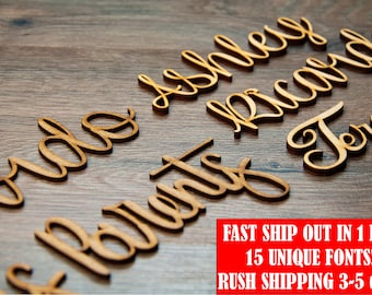 Laser Cut Wooden Wedding Place Cards: Rustic Name Tags