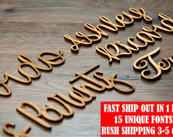 Wooden laser cut names Wedding place cards Name place settings Wooden wedding sign Rustic wedding names Laser cut wood Name tags for wedding