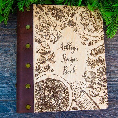 Personalized Leather Recipe Book Binder Custom Journal Etsy