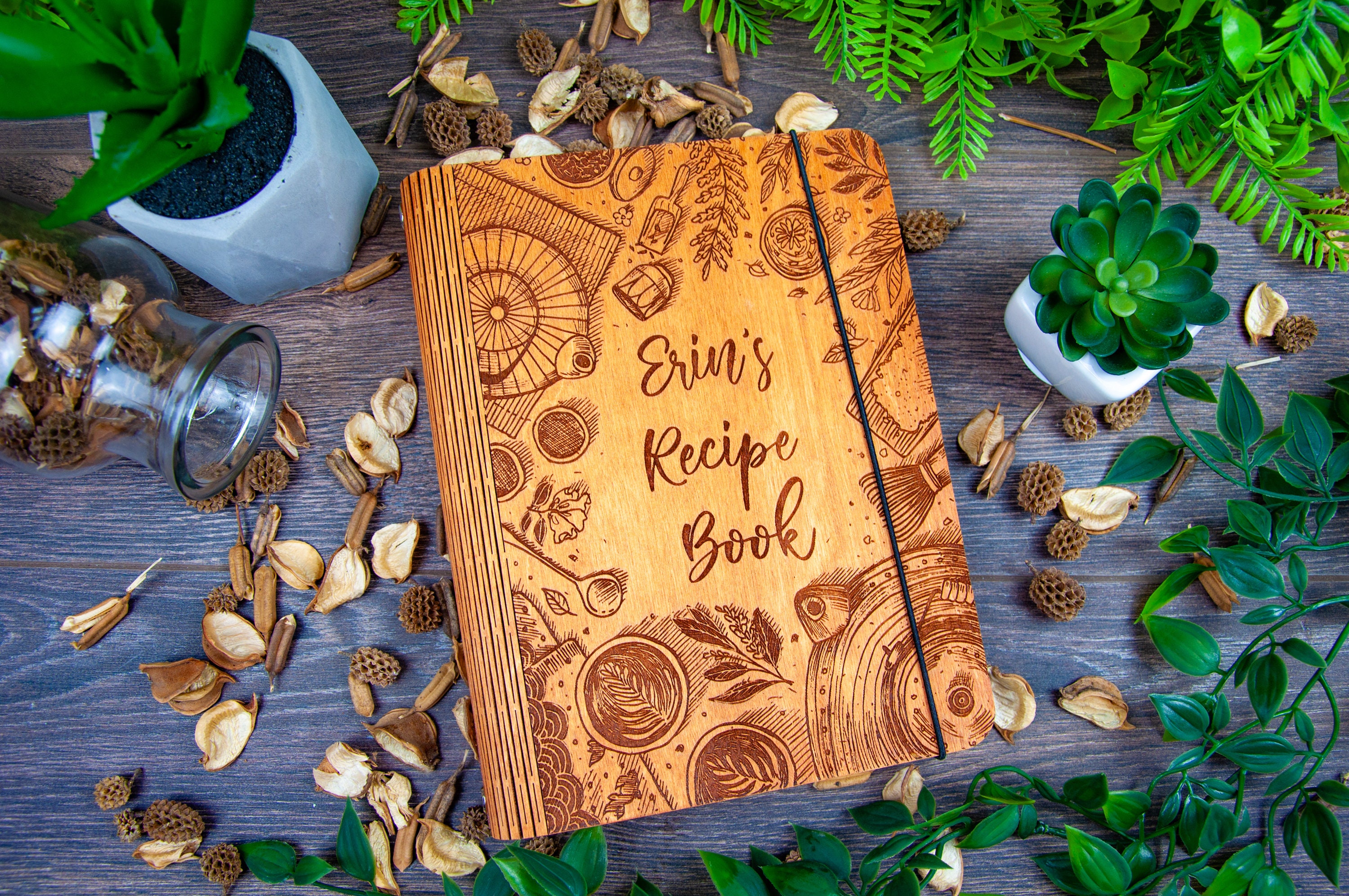 ENJOY THE WOOD Wooden Blank Recipe Book Binder - Personalized Recipe  Notebook - Family Cookbook Journal Custom Sketchbook To Write In Organizer  by