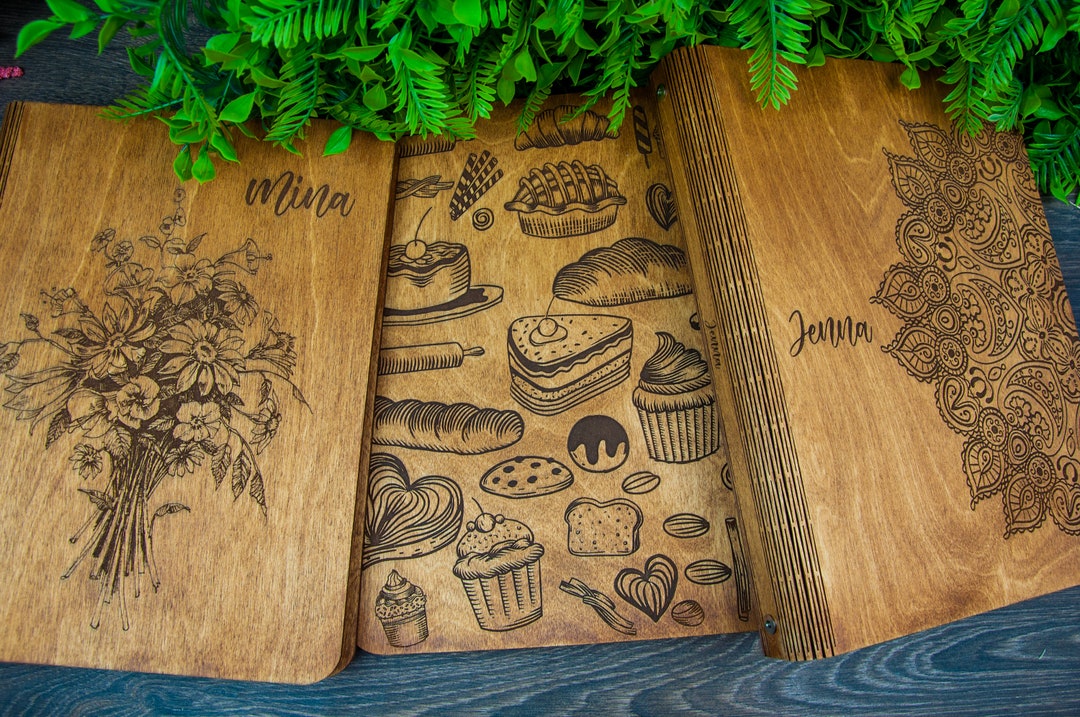Engraved Wooden Recipe Book: Personalized Cookbook Binder - Etsy