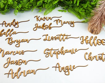 Laser Cut Wood Wedding Place Cards: Rustic Name Tags