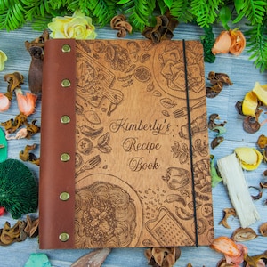 Personalized Wood Recipe Book: Engraved Family Cookbook