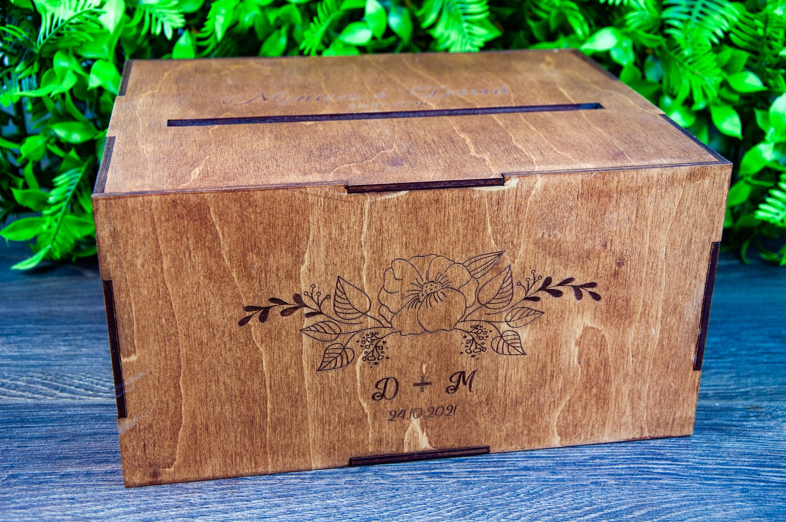Wedding Card Box With Slot Wooden Card Box for Wedding Post Etsy