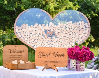 Wedding Guest Book, Guest Book Alternative, Rustic Wedding Decor, Hearts Wedding Guest Book, Wedding Table Decor Personalized, Wedding Decor