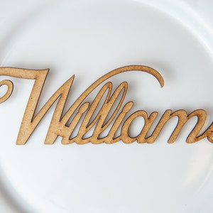 Personalized wedding place table cards Laser cut names Guest names Weddings place cards Laser cut name signs Place settings Bride and Groom