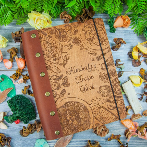 Personalized Recipe Journal, Personalized Cookbook, Cooking Journal, Custom Recipe Book, Leather Recipes Journal, Personalized gift for her