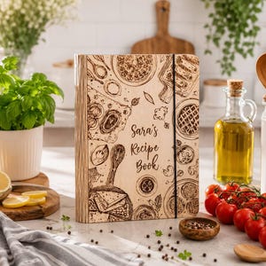 Personalisiertes Rezeptbuch aus Holz, Familienkochbuch als Erinnerungsstück