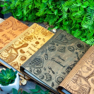 Libro de recetas personalizado, carpeta en blanco, libro de cocina de madera, regalos para mamá
