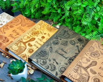 Libro de recetas personalizado, carpeta en blanco, libro de cocina de madera, regalos para mamá