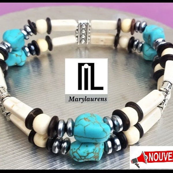 Bracelet Turquoise Amérindien 2 rangs