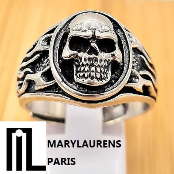 Bague SKULL argent 925 Réglable