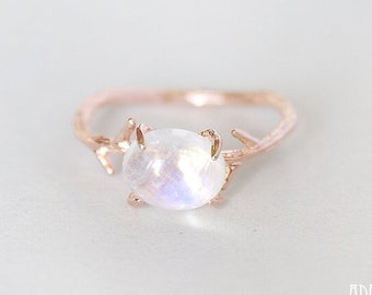 Moonstone ring, June Birthstone, June Gemstone Ring, Silver, gold, rose gold Vine Ring, Natural gemstone ring, Healing crystal ring Genuine