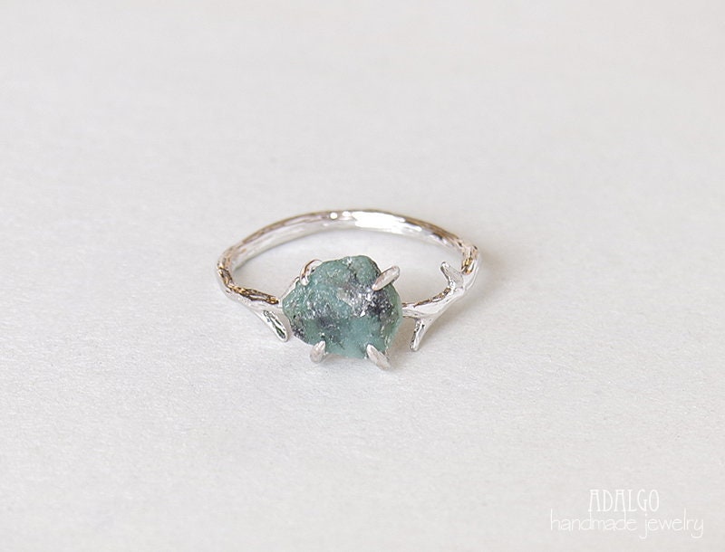 Raw Emerald Ring May Birthstone Ring Genuine Emerald Ring | Etsy
