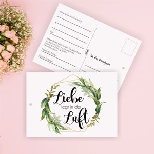50 Ballonkarten / Ballonflugkarten / Flugkarten Hochzeit "Liebe liegt in der Luft" Botantical / Adresseindruck möglich
