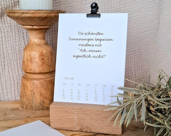 Tischkalender 2027 | Postkartenkalender | Kalender mit Aufsteller aus Eichenholz | Geschenkidee zu Weihnachten I Kalender fürs Büro
