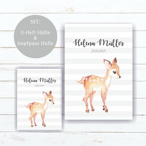 U-Heft & Impfpass Schutzhülle Reh für Mädchen Untersuchungsheft Baby Hülle Umschlag Geschenk Geburt