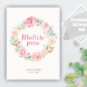 Mutterpasshülle personalisiert Blumenkranz