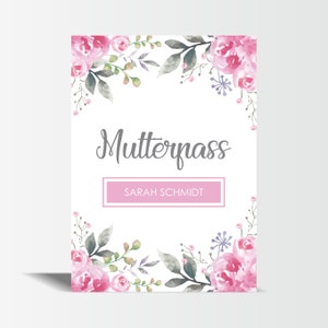 Mutterpasshülle personalisiert Pfingstrosen