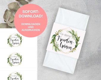 PDF Download - Banderoles for Tears of Joy Tissues Wedding Christening