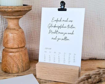 Tischkalender 2026 | Postkartenkalender | Kalender mit Aufsteller aus Eichenholz | Geschenkidee zu Weihnachten I Kalender fürs Büro