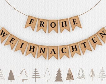 Girlande FROHE WEIHNACHTEN I Kraftpapier I Wimpelkette