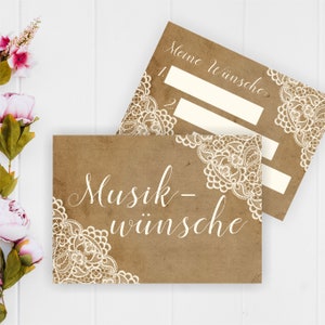 25 Musikwunschkarten Karte Musikwünsche Postkarte Kraftpapier Vintage Hochzeit