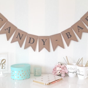 Wimpelkette Candybar Vintage Craftpapier Naschbar Girlande Candybuffet Hochzeit Babyparty Taufe Papeterie Geschenk wedding Boho