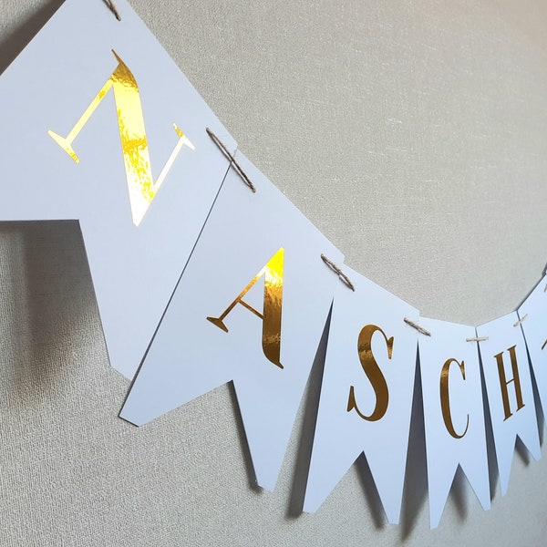 Pennant chain snackable gold gold foil shiny candy bar garland candy buffet wedding baby shower baptism stationery gift wedding boho
