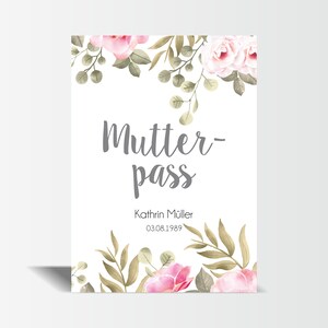Mutterpasshülle personalisiert Flowers & Leaves